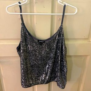 Express Crop sequin silver cami